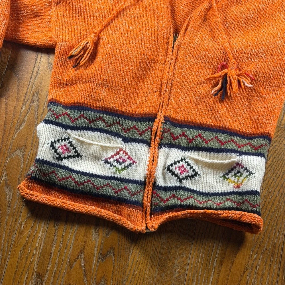 Sisandina Handicrafts M Wool Zip Pixie Cardigan Sweater Ecuador Hippie Festival
